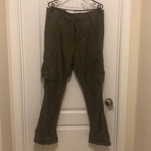 Linen cargo pants dark green